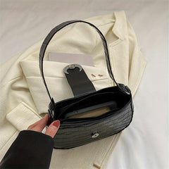 Crocodile Pattern Handbag Buckle Decor Shoulder Bag Women's Purse
