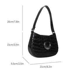 Crocodile Pattern Handbag Buckle Decor Shoulder Bag Women's Purse