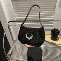 Crocodile Pattern Handbag Buckle Decor Shoulder Bag Women's Purse