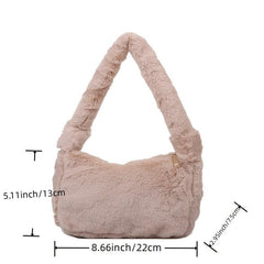 Women's Plush Underarm Bag Fluffy Shoulder Hand Purse Top Handle Bag