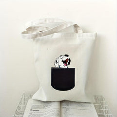 Dog Print Canvas Bag Eco friendly Shopping Bag