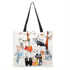 Cartoon Cat Print Shoulder Bag Lightweight Shoulder Bag Versatile Storage Bag