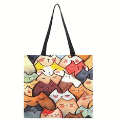 Cartoon Cat Print Shoulder Bag Lightweight Shoulder Bag Versatile Storage Bag