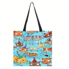 Cartoon Cat Print Shoulder Bag Lightweight Shoulder Bag Versatile Storage Bag
