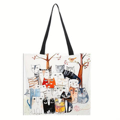 Cartoon Cat Print Shoulder Bag Lightweight Shoulder Bag Versatile Storage Bag