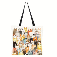 Cartoon Cat Print Shoulder Bag Lightweight Shoulder Bag Versatile Storage Bag