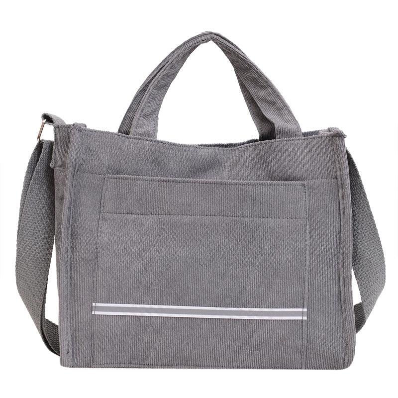 Reflective Strip Tote Bag Crossbody Corduroy Satchel Purse