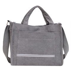 Reflective Strip Tote Bag Crossbody Corduroy Satchel Purse