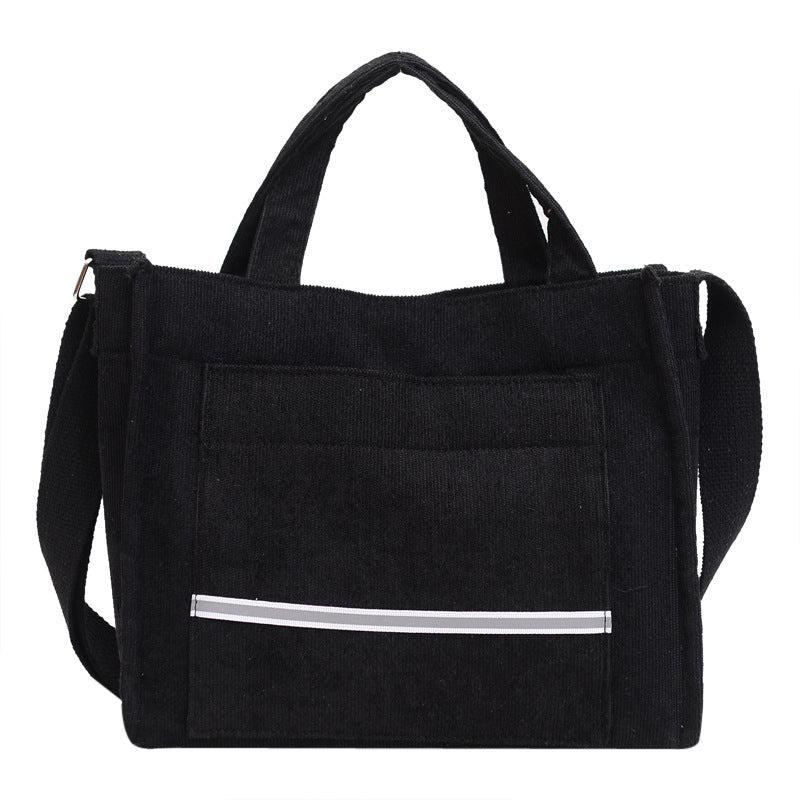 Reflective Strip Tote Bag Crossbody Corduroy Satchel Purse