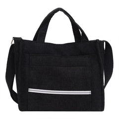 Reflective Strip Tote Bag Crossbody Corduroy Satchel Purse
