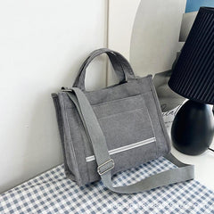 Reflective Strip Tote Bag Crossbody Corduroy Satchel Purse