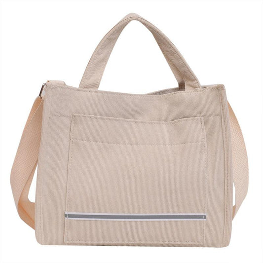 Reflective Strip Tote Bag Crossbody Corduroy Satchel Purse