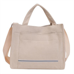 Reflective Strip Tote Bag Crossbody Corduroy Satchel Purse