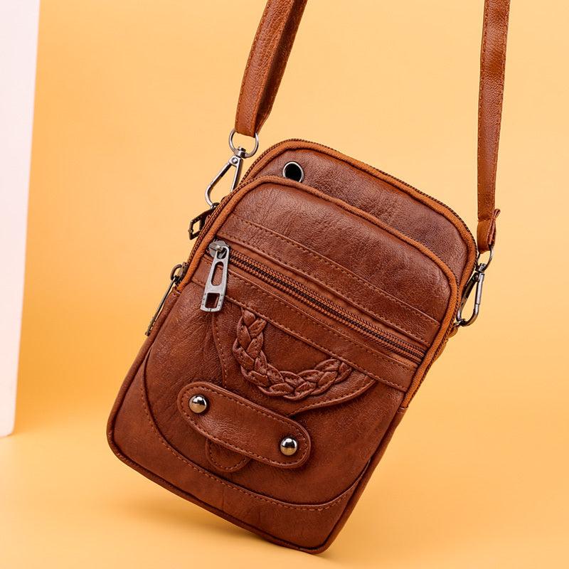 Retro Small Phone Bag Faux Leather Crossbody Bag
