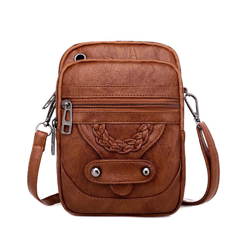 Retro Small Phone Bag Faux Leather Crossbody Bag