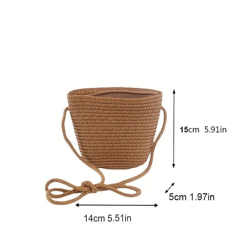 Minimalist Straw Zipper Shoulder Bag Woven Crossbody All Match Travel Purse