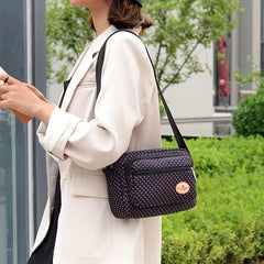 Polka Dot Crossbody Bag Nylon Shoulder Bag Women's Pockets Purse