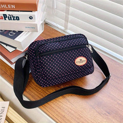 Polka Dot Crossbody Bag Nylon Shoulder Bag Women's Pockets Purse