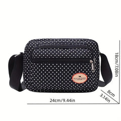 Polka Dot Crossbody Bag Nylon Shoulder Bag Women's Pockets Purse