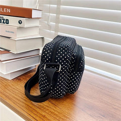Polka Dot Crossbody Bag Nylon Shoulder Bag Women's Pockets Purse