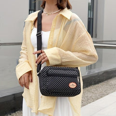 Polka Dot Crossbody Bag Nylon Shoulder Bag Women's Pockets Purse