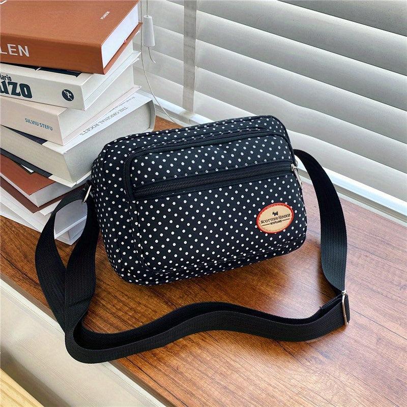 Polka Dot Crossbody Bag Nylon Shoulder Bag Women's Pockets Purse
