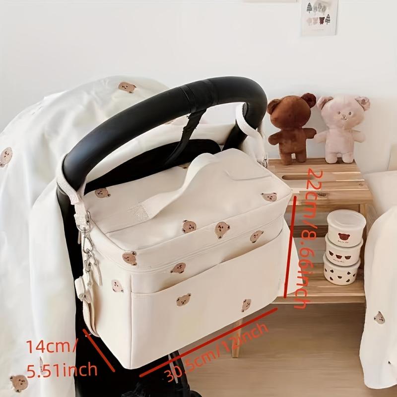 Canvas Baby Stroller Storage Bag Large Capacity Lightweight Mommy Bag