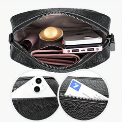 Minimalist Square Shoulder Bag with Geometric Pattern Strap