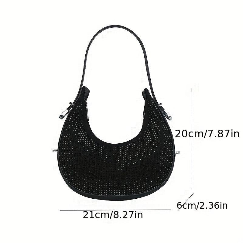 Rhinestone Hobo Bag Evening Handbag Glitter Underarm Purse