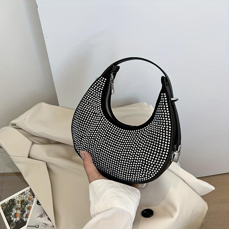 Rhinestone Hobo Bag Evening Handbag Glitter Underarm Purse