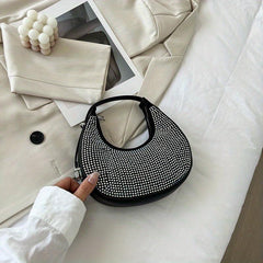 Rhinestone Hobo Bag Evening Handbag Glitter Underarm Purse