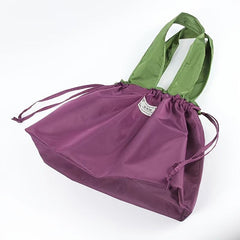 Foldable Reusable Grocery Bag Lightweight Drawstring Travel Shoulder Bag