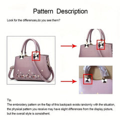 Floral Embroidered Tote Bag PU Crossbody Women's Small Handbag