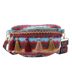 Tribal Print Tassel Decor Crossbody Bag