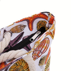 Ocean Style Canvas Beach Bag Conch Print Shoulder Handbag