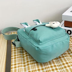 Cartoon Rabbit Decor Shoulder Bag Zipper Adjustable Strap Crossbody Bag