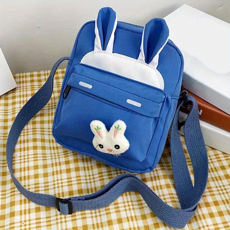 Cartoon Rabbit Decor Shoulder Bag Zipper Adjustable Strap Crossbody Bag