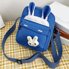 Cartoon Rabbit Decor Shoulder Bag Zipper Adjustable Strap Crossbody Bag