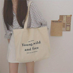 Canvas Shoulder Bag Top Handle Handbag Foldable Shopping Bag