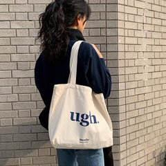 Canvas Shoulder Bag Top Handle Handbag Foldable Shopping Bag