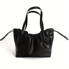Ruched Square Shoulder Bag Drawstring Minimalist Storage Bag For Work