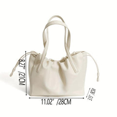 Ruched Square Shoulder Bag Drawstring Minimalist Storage Bag For Work