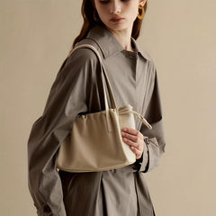 Ruched Square Shoulder Bag Drawstring Minimalist Storage Bag For Work