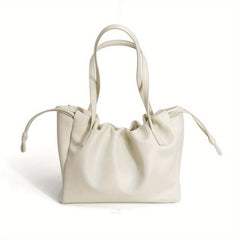 Ruched Square Shoulder Bag Drawstring Minimalist Storage Bag For Work