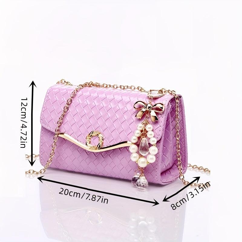 Women's Chain Shoulder Bag Metal Decor Flap Square Purse