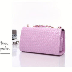 Women's Chain Shoulder Bag Metal Decor Flap Square Purse
