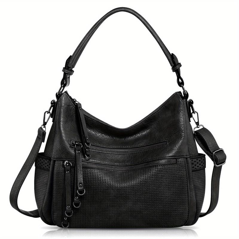 Retro PU Leather Hobo Bag Women's Shoulder Handbag Large Capacity