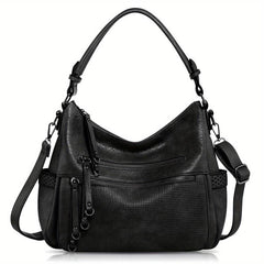 Retro PU Leather Hobo Bag Women's Shoulder Handbag Large Capacity