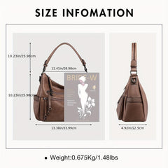 Retro PU Leather Hobo Bag Women's Shoulder Handbag Large Capacity