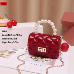 Mini Jelly Handbag With Faux Pearl Handle Coin Purse Chain Crossbody Bag